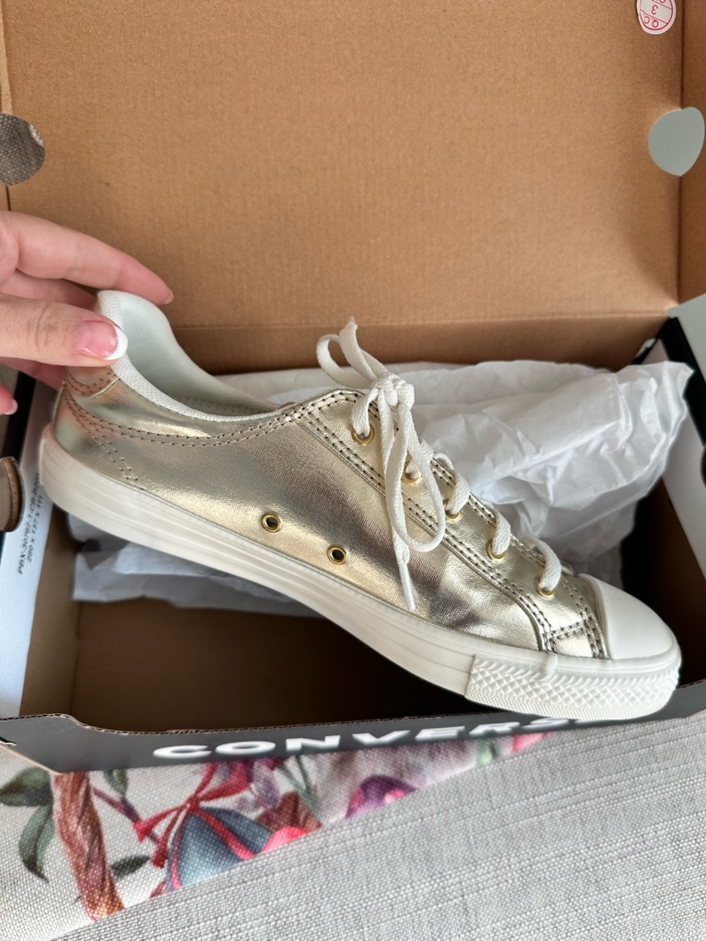 New 7 gold converse all star chuck Taylor low top sneakers shoes trainers lucky - Picture 7 of 11